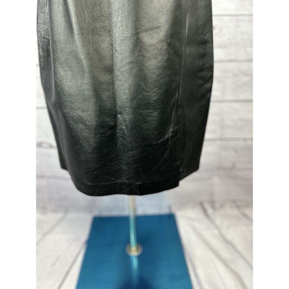 Vintage Forenza Women’s Black Genuine Leather Pencil Skirt Size 12 - Picture 2 of 5